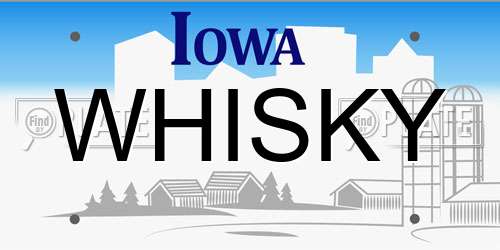WHISKY Iowa License Plate