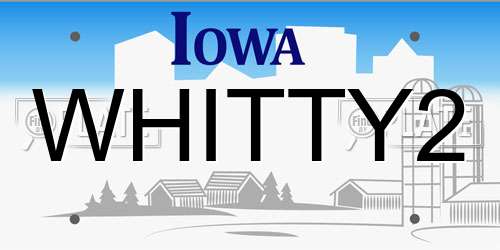 WHITTY2 Iowa License Plate