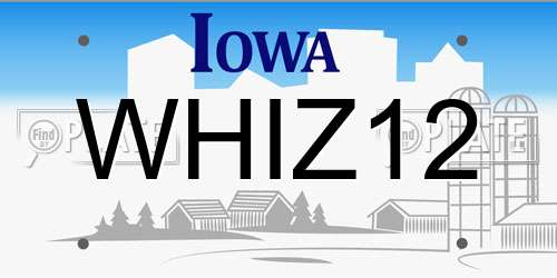 WHIZ12 Iowa License Plate