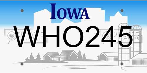 WHO245 Iowa License Plate