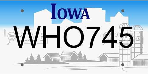 WHO745 Iowa License Plate