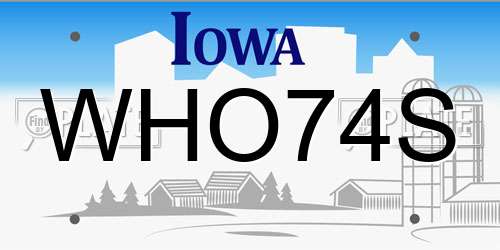 WHO74S Iowa License Plate