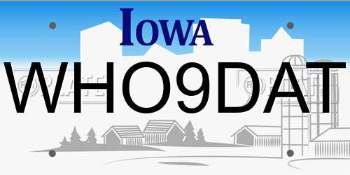 WHO9DAT Iowa License Plate
