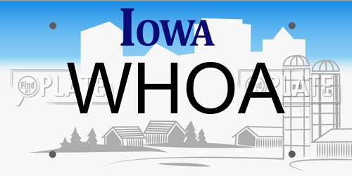 WHOA Iowa License Plate