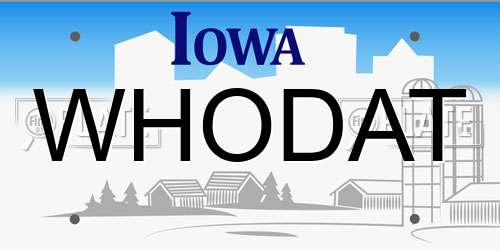 WHODAT Iowa License Plate