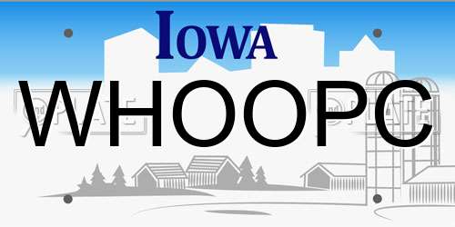 WHOOPC Iowa License Plate