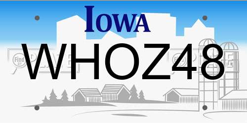 WHOZ48 Iowa License Plate