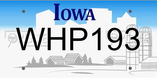WHP193 Iowa License Plate
