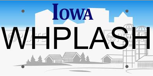 WHPLASH Iowa License Plate