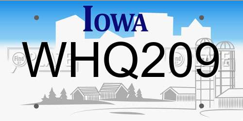 WHQ209 Iowa License Plate