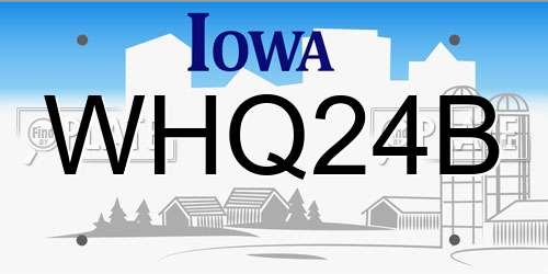 WHQ24B Iowa License Plate