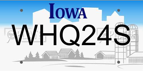 WHQ24S Iowa License Plate