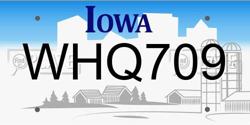 WHQ709 Iowa License Plate