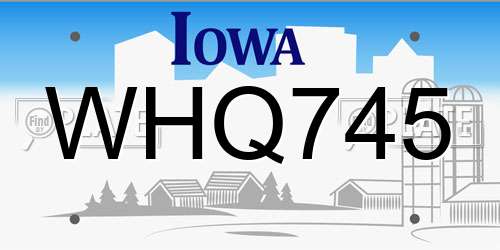 WHQ745 Iowa License Plate