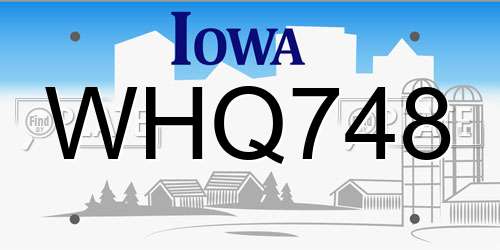 WHQ748 Iowa License Plate