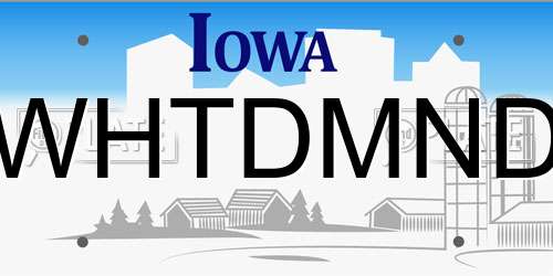 WHTDMND Iowa License Plate