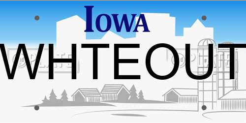 WHTEOUT Iowa License Plate