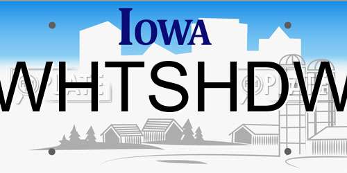 WHTSHDW Iowa License Plate