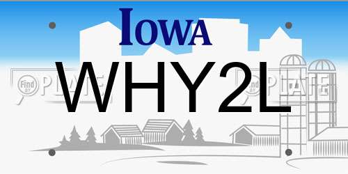 WHY2L Iowa License Plate