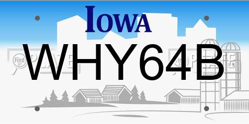 WHY64B Iowa License Plate
