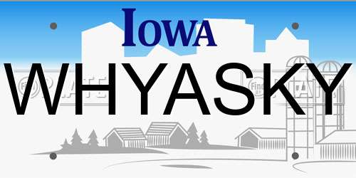 WHYASKY Iowa License Plate