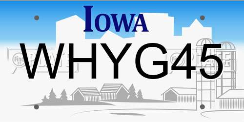 WHYG45 Iowa License Plate