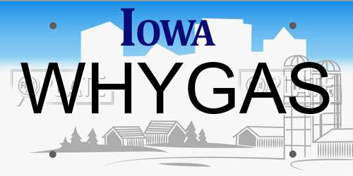 WHYGAS Iowa License Plate