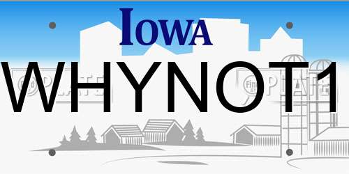 WHYNOT1 Iowa License Plate