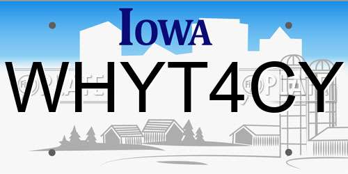 WHYT4CY Iowa License Plate