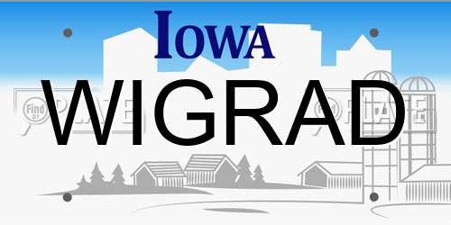 WIGRAD Iowa License Plate