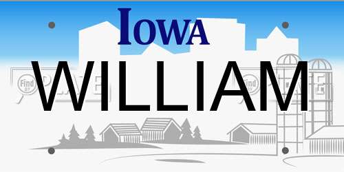 WILLIAM Iowa License Plate
