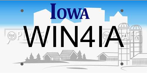 WIN4IA Iowa License Plate