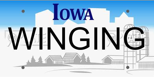 WINGING Iowa License Plate