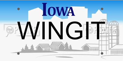 WINGIT Iowa License Plate