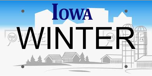 WINTER Iowa License Plate
