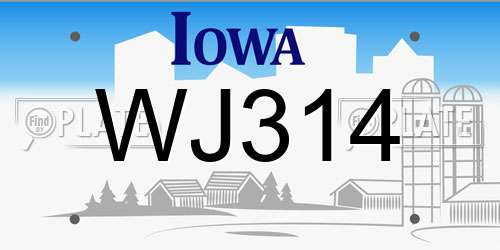 WJ314 Iowa License Plate