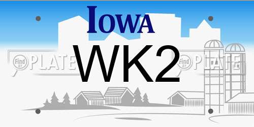 WK2 Iowa License Plate