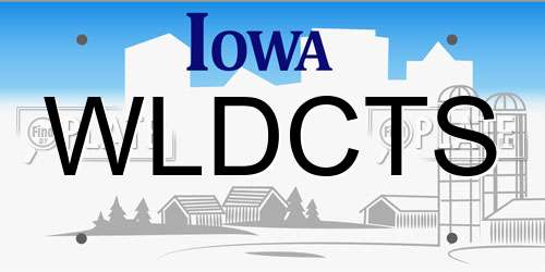 WLDCTS Iowa License Plate