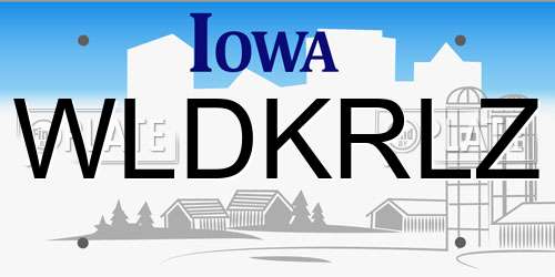 WLDKRLZ Iowa License Plate