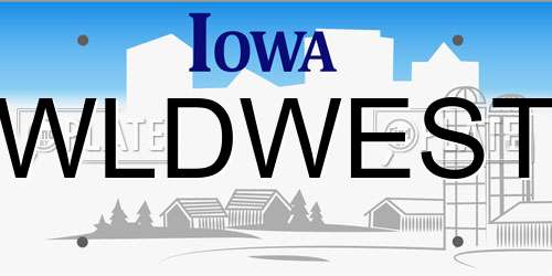 WLDWEST Iowa License Plate