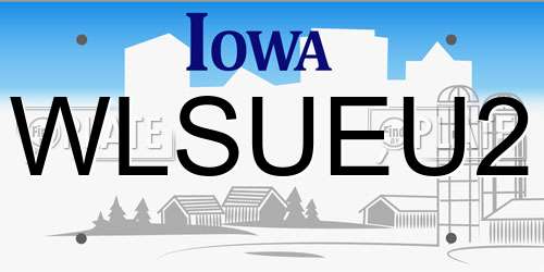 WLSUEU2 Iowa License Plate