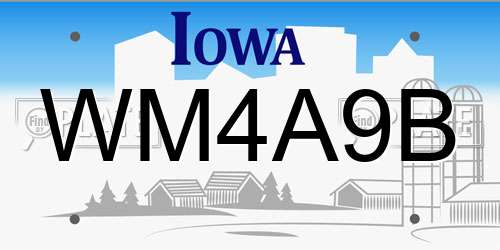 WM4A9B Iowa License Plate