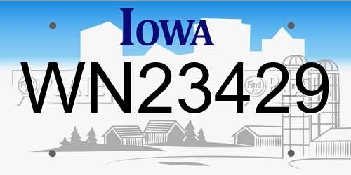 WN23429 Iowa License Plate