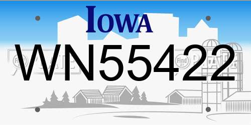 WN55422 Iowa License Plate