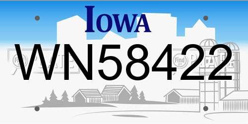 WN58422 Iowa License Plate