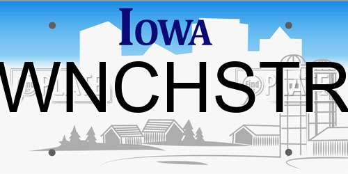 WNCHSTR Iowa License Plate
