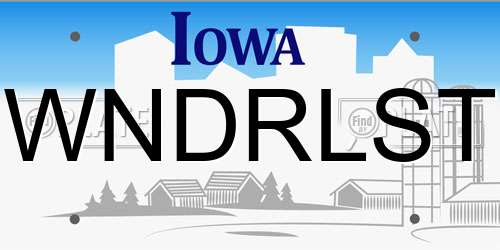 WNDRLST Iowa License Plate