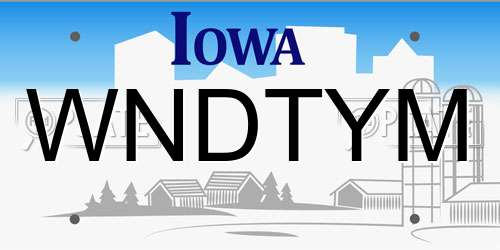 WNDTYM Iowa License Plate