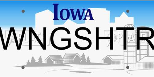WNGSHTR Iowa License Plate
