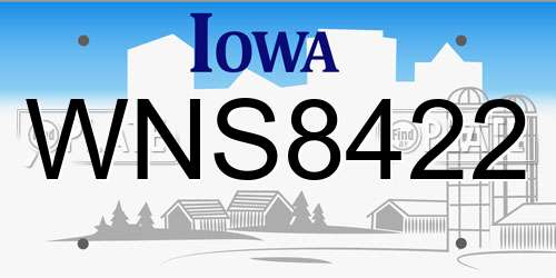 WNS8422 Iowa License Plate